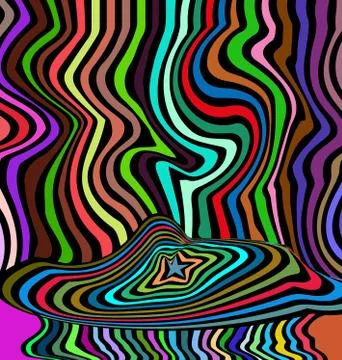 Vector illustration colored image abstract discks and waves Illustrazione stock