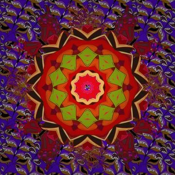 Vector illustration. Colored mandalas element. Violet, red and brown colors. Stock Illustration