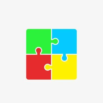 Vector illustration of colored puzzle icon design. Stock Illustration