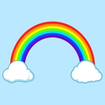 Vector illustration of colored rainbow with cluds. Isolated. Stock Illustration