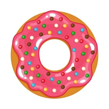 Vector illustration of colored realistic donut on white background Stock Illustration