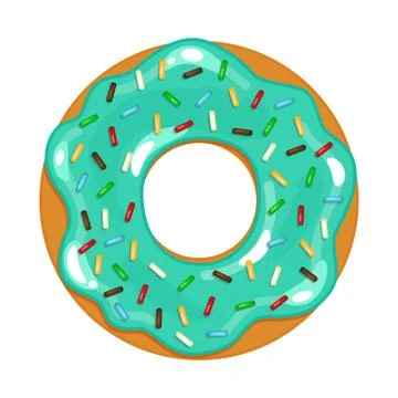 Vector illustration of colored realistic donut on white background Stock Illustration