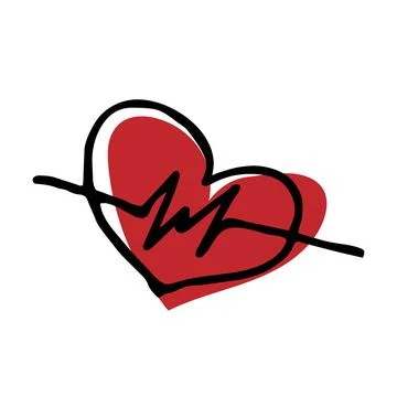 Vector illustration of colored red heart in doodle style Stock Illustration