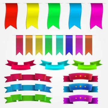 Vector illustration of colored ribbons set Set of colorful ribbons and ban... Stock Photos