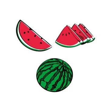 Vector illustration of a colored watermelon on a white isolated background. Shop Stock Illustration