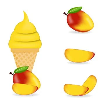 Vector illustration of colorful Fresh mango ice cream Stock Illustration