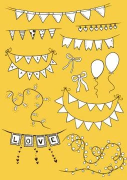 Vector Illustration of Colorful Garlands on white background. Holiday set Stock Illustration