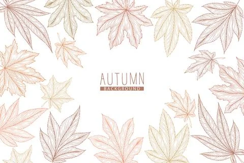 Vector illustration with colorful hand drawn autumn maple leaves isolated o.. Stock Illustration
