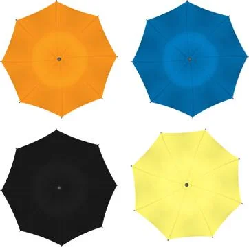 Vector illustration colorful umbrellas set isolated on white. Stock Illustration