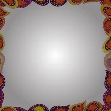 Vector illustration. Comic style doodle frame consists of yellow, white and purp Ilustração Stock