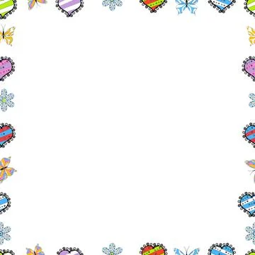 Vector illustration. Comic style doodle frame consists of white, black and blue Stockillustratie