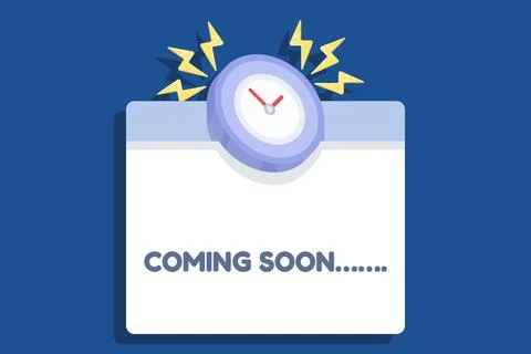 Vector illustration of coming soon banner with website browser screen and clock Illustrazione stock