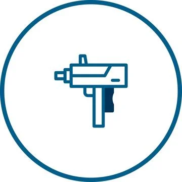 Vector illustration of a compact submachine gun icon for security application Stock Illustration