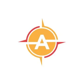 Vector illustration compass with circle negative space letter a icon logo des Stock Illustration