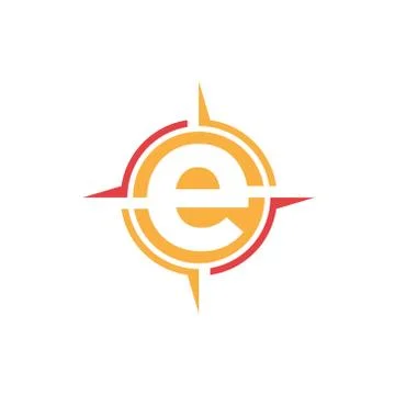 Vector illustration compass with circle negative space letter e icon logo des Stock Illustration