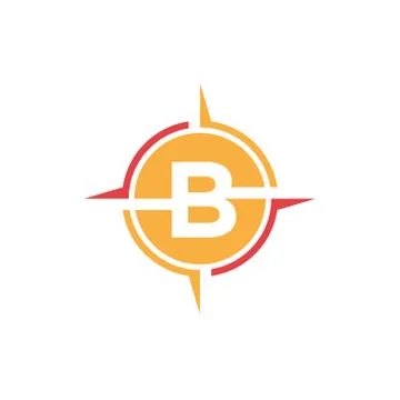 Vector illustration compass with circle negative space letter b icon logo des Stock Illustration