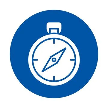 Vector Illustration of a Compass Icon in Bold Blue Circle Design イラスト素材