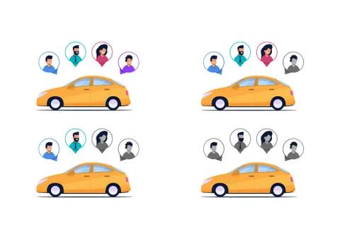 Vector Illustration Completeness Car Passengers Stock Illustration