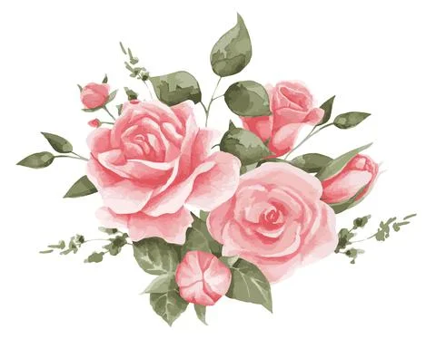 Vector illustration of a composition of delicate roses. Pink roses for textil Stock Illustration