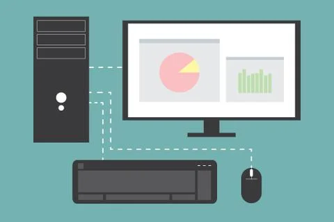 Vector illustration of computer desktop set Stock Illustration