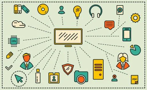 Vector illustration  computer devices. Illustrazione stock