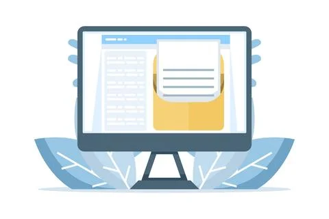 Vector illustration of computer screen showing email inbox Stock Illustration
