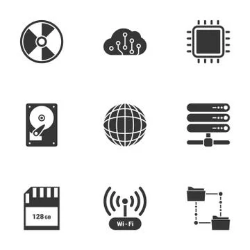 Vector illustration on computer technology and data exchange. White backgroun Stock Illustration