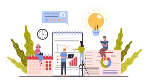 Vector illustration concept of business working process, time management Illustrazione stock