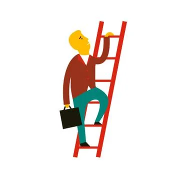 Vector illustration concept of cartoon man climbing the staircas Stock Illustration