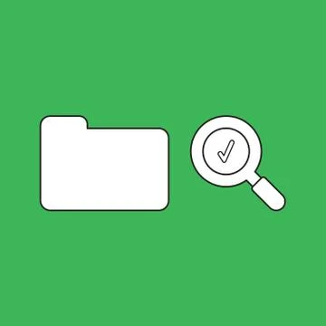 Vector illustration concept of closed folder and magnifying glass with check  Illustrazione stock