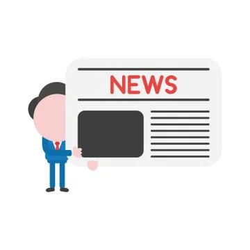 Vector illustration concept of faceless businessman character holding newspap Stock Illustration
