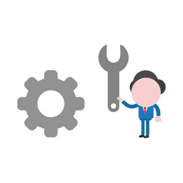 Vector illustration concept of faceless businessman character holding spanner Stock Illustration