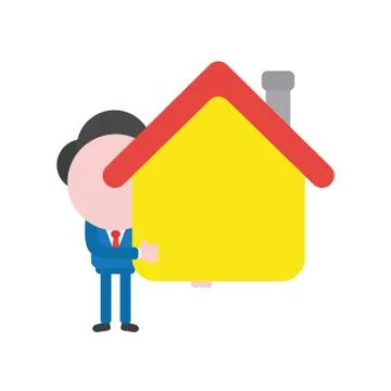 Vector illustration concept of faceless businessman character holding house Stock Illustration