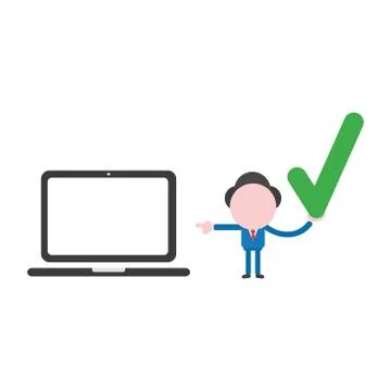 Vector illustration concept of faceless businessman character holding check m Stock Illustration