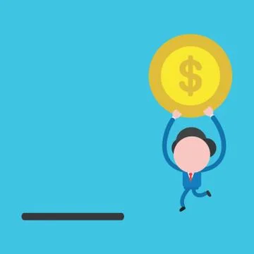 Vector illustration concept of faceless businessman character holding up, run Stock Illustration
