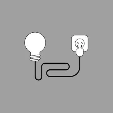 Vector illustration concept of light bulb with wire electrical plug and outle イラスト素材