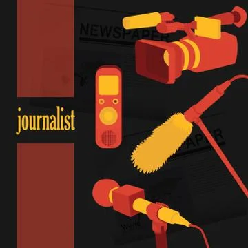 Vector illustration concept live news reports interviews Illustrazione stock