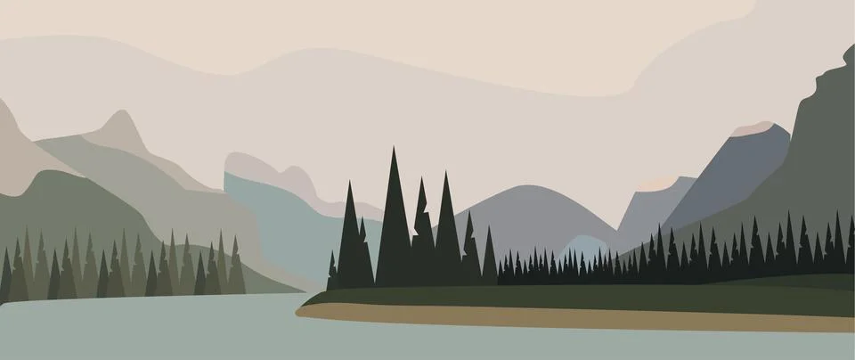 Vector illustration. Concept of mountains and nature. Flat drawing. The Stock Illustration