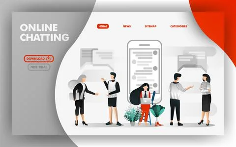 Vector Illustration Concept of online chatting. People talking to each other  Stock-Illustration