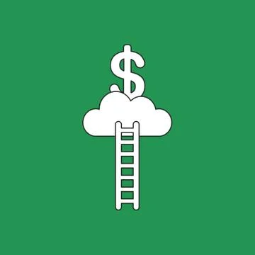 Vector illustration concept of reach to dollar symbol on cloud with wooden la Stock Illustration