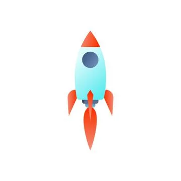 Vector illustration concept rocket launch. Space ship icon in flat style. Stock Illustration