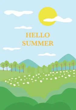 Vector illustration. The concept of rural recreation. Poster with mountains.. Stock Illustration