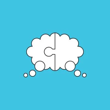 Vector illustration concept of two pieces jigsaw puzzle thought bubble. Stock Illustration