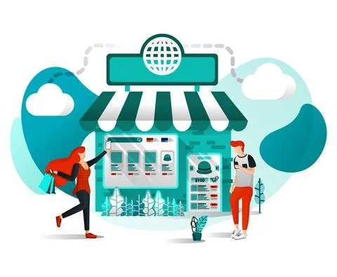 Vector Illustration Concept For Websites, Apps, UI, Print, Poster. Offline Sh Stock Illustration