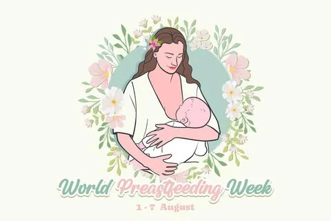 Vector Illustration for the concept of World Breast feeding Week. Stock Illustration
