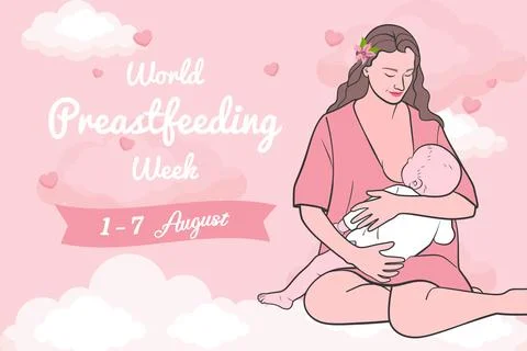 Vector Illustration for the concept of World Breast feeding Week. Stock Illustration