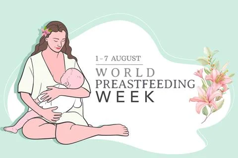 Vector Illustration for the concept of World Breast feeding Week. Stock Illustration