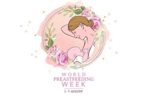 Vector Illustration for the concept of World Breast feeding Week. Stock Illustration