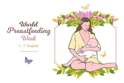 Vector Illustration for the concept of World Breast feeding Week. Stock Illustration