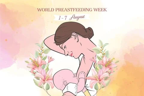 Vector Illustration for the concept of World Breast feeding Week. Stock Illustration